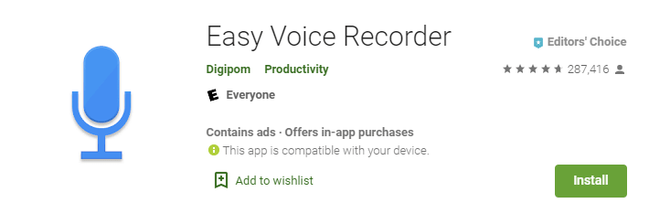 Easy Voice Recorder Screenshot Of App