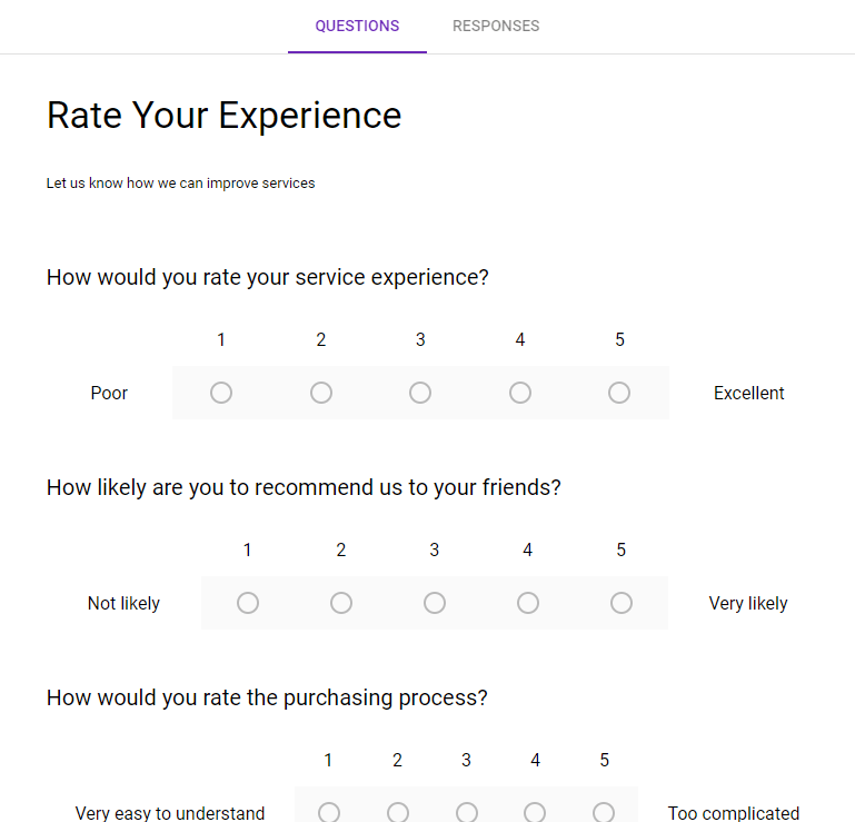 Example Google Forms Survey Made By DRIP Marketing