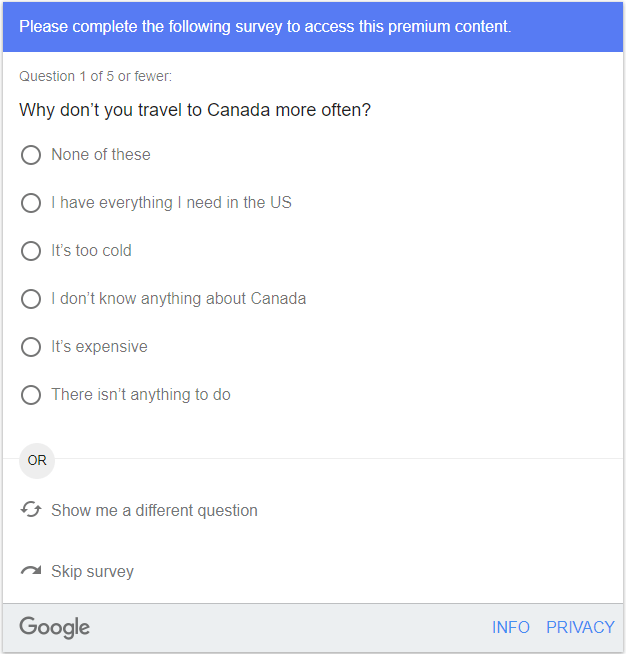 Example Survey Run on Google Surveys