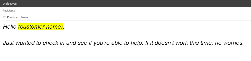Market Research Follow Up Email Example