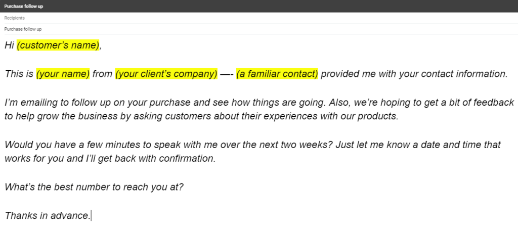 Market Research Interview Request Email Template