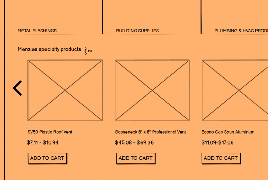 Homepage wireframe