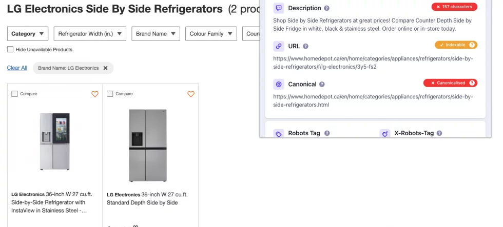 LG side by side refrigerator category